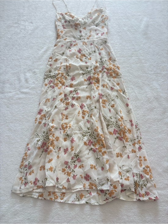 Reformation Dresses & Skirts - Reformation Cream Floral Spaghetti-Strap Dress with Pink & Mustard Accents